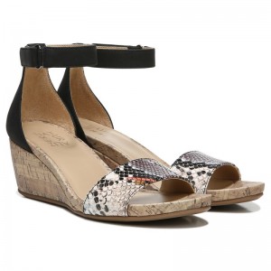 Naturalizer Areda Wedge Sandal for Women Black / Snake BA69-3349T9