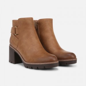 Naturalizer Madalynn Strap Bootie for Women Brown QR51-4931F2