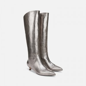 Naturalizer 27 Edit Nikita Knee High Boot for Women Silver LA34-6674Q2