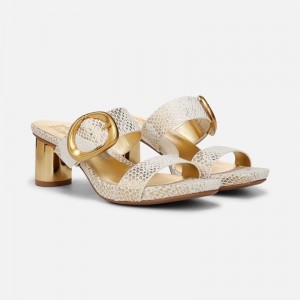 Naturalizer Ida Dress Sandal for Women White Gold / Snake EA39-5339Q9